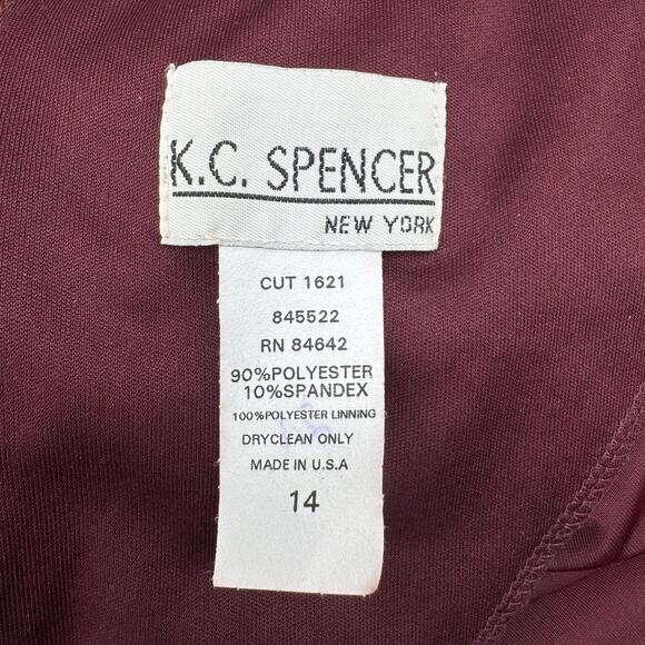 Vintage 90s Burgundy Velvet Column Gown Scallop Eyelet Overlay Maxi Dress Sz 14 - Picture 12 of 13